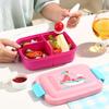 Three Compartment Plastic Lunch Box, Portable Lunch Box, Microwave Heatable Cartoon Lunch Box
