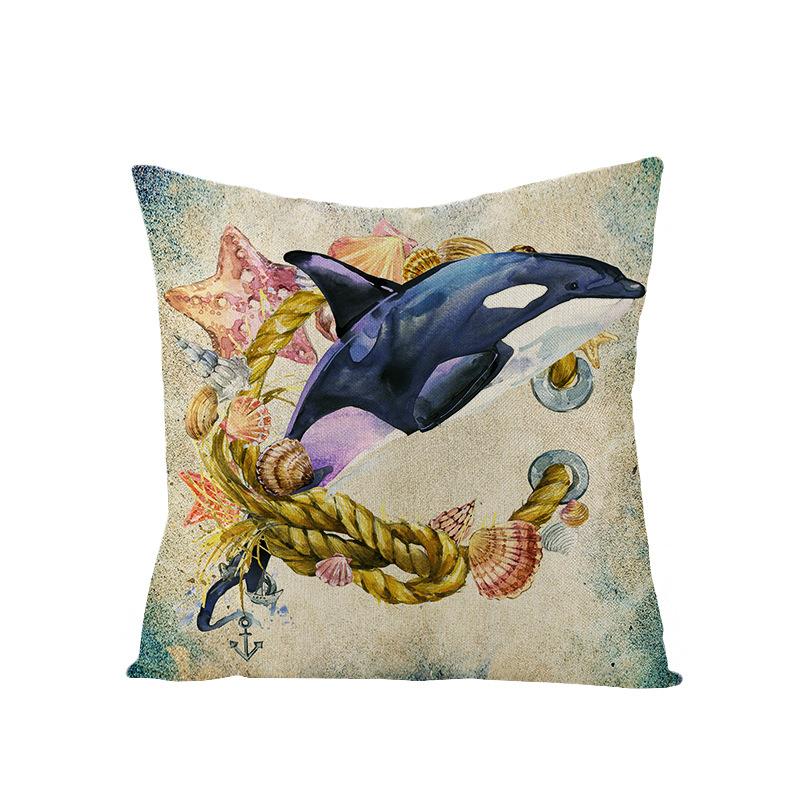 Home Marine Life Polyester Printed Pillow Case Combination Car Pillow Cushion Cover