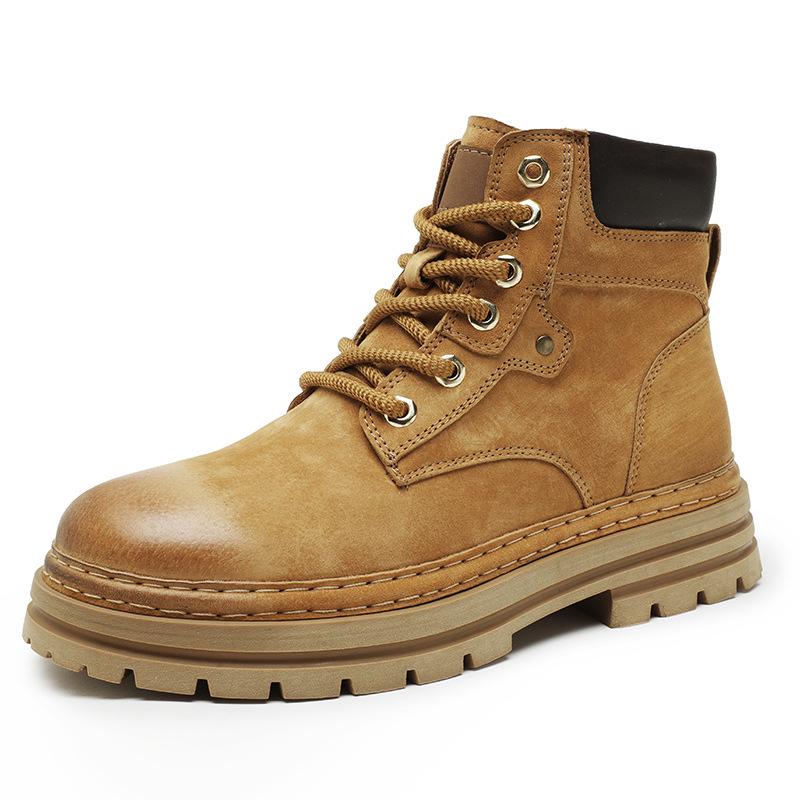 2024 Wear-Resistant Genuine Leather Men's Martin Boots - Warm, Stylish British Workwear for Autumn/Winter