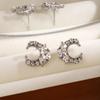 Super Flash Light Luxury High-End Sense Exquisite Diamond Earrings, Simple Design Sense Moon Love Full Of Diamond Earrings Women