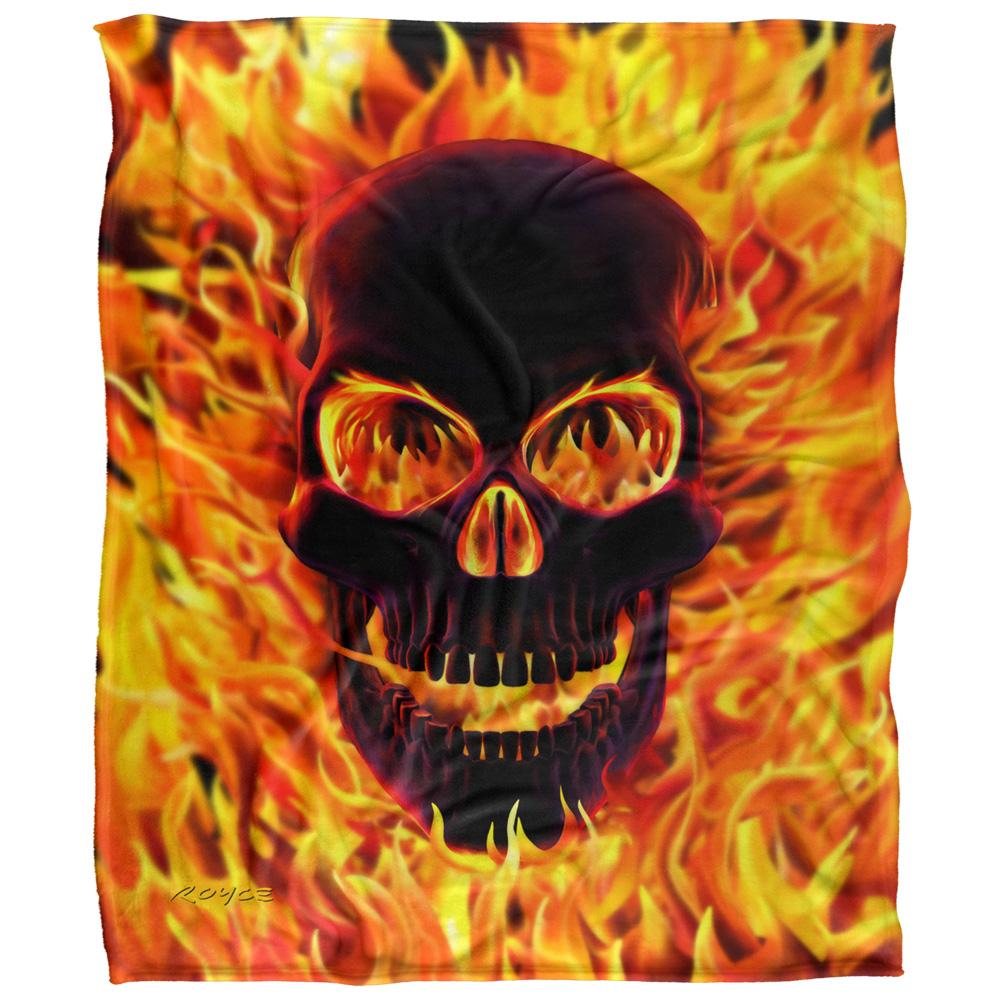 Royce McClure Silky Flaming Skull Supersoft Blanket