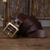 Retro Minimalistischer Glänzender Vollnarben Rindsleder Gürtel für Herren, Echtes Leder, Dornschließe, Lässig und Vielseitig Neuer Stil