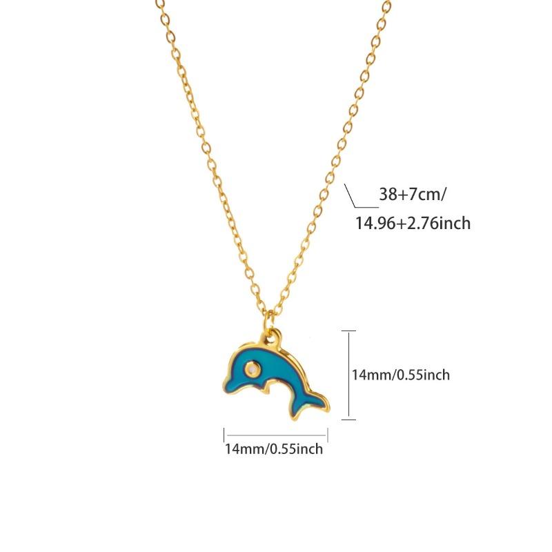 

Модный синий Эпоксидный милый маленький кит морское животное личность ожерелье женское k золото титановая сталь нишевая ключичная цепочка