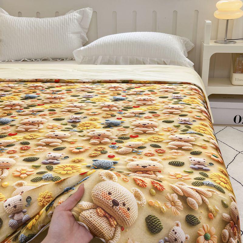 Kids' 3D Cartoon Summer Quilt - Lightweight, Washable Cotton for Dormitory/AC Use