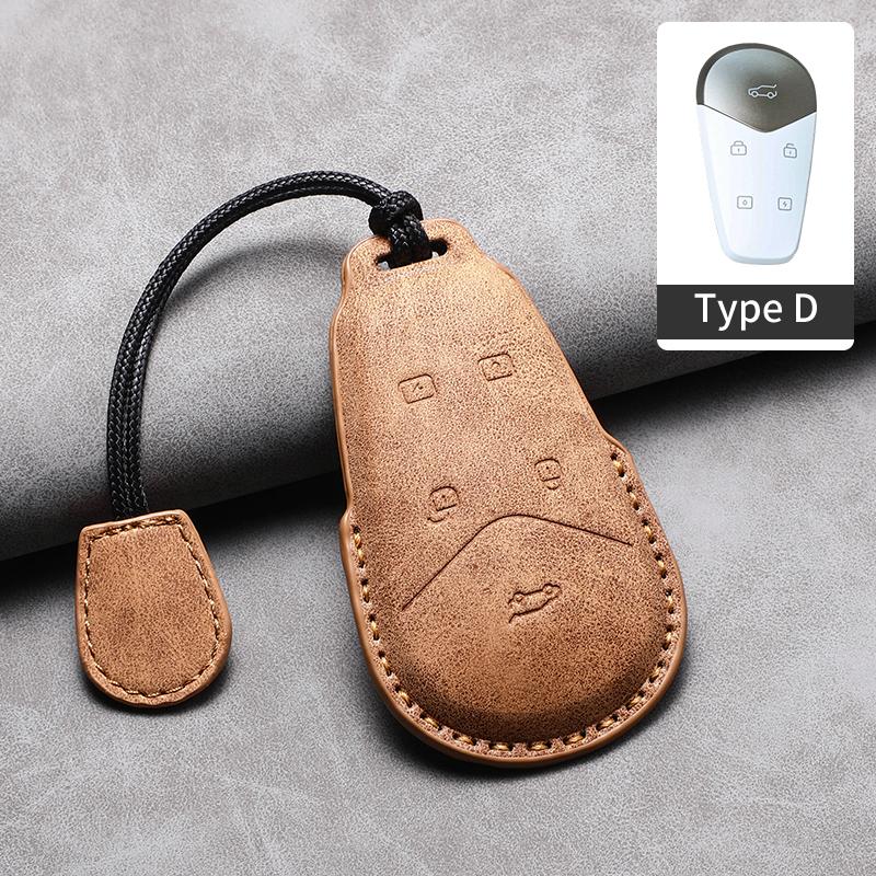 3D Leather Car Key Case Cover For VOYAH DREAM POWER PHEV EV Car Remote Keychain Anti-Scratch Cover Shell Decorative Accessories