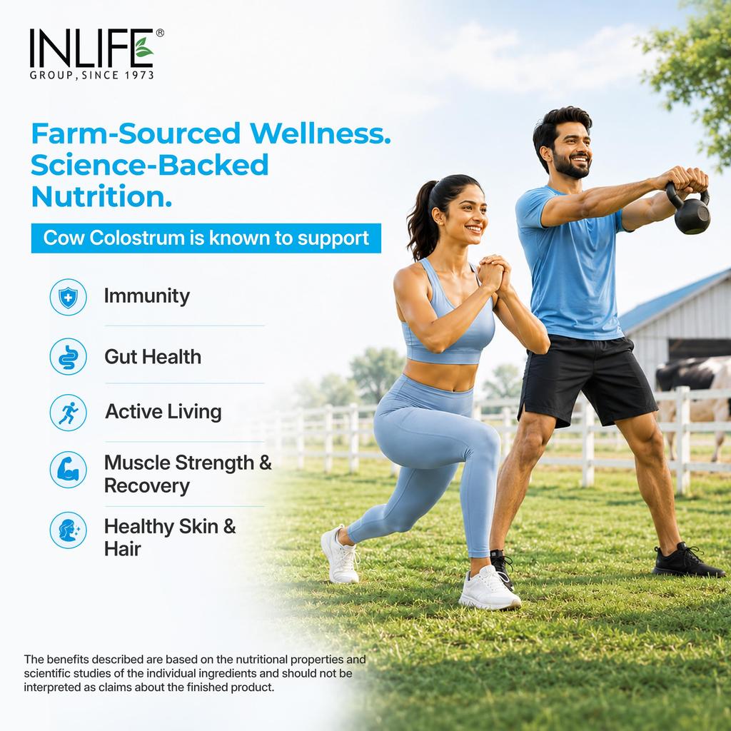 INLIFE Cow Colostrum Capsules 500mg, Supplement, 60 Count