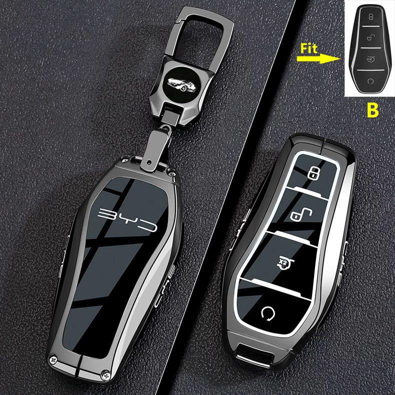 For BYD Dolphin Tang EV600 Han EV Yuan ATTO 3 Song PLUS Pro DMI Qin Zinc Alloy Car Key Case Remote Cover Keychain Accessories