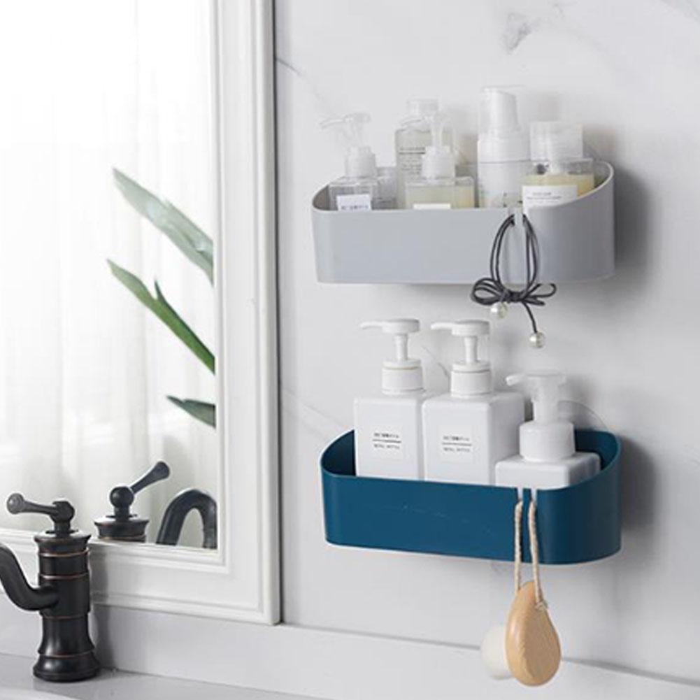 Étagère de Salle de Bain en Plastique Étagère de Rangement Organisateur de Douche Panier de Rangement pour Cosmétiques Support Mural Design à Vidange Support sans Perçage