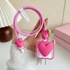 Cute 3D Heart Wavy Edge Charger Protector Set Wear Resistant Anti-Bend Cable Protector for Phone Charger Cords Office Use