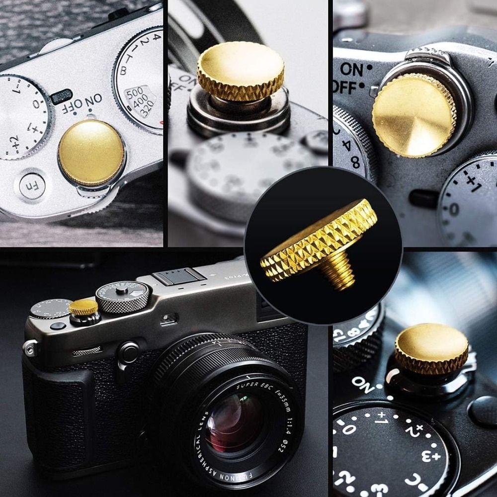 Concave Shutter Button Brass Rubber Ring Shutter Release for Fujifilm/Leica/Nikon/Sony DSLR Camera