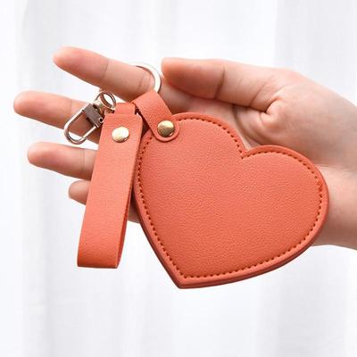 Llavero Creativo de Cuero PU Colgantes para Mochila Llavero Portátil para Mujer Forma de Corazón Espejo de Maquillaje Llavero Lindo Accesorio Pequeño Llavero para Llaves de Coche