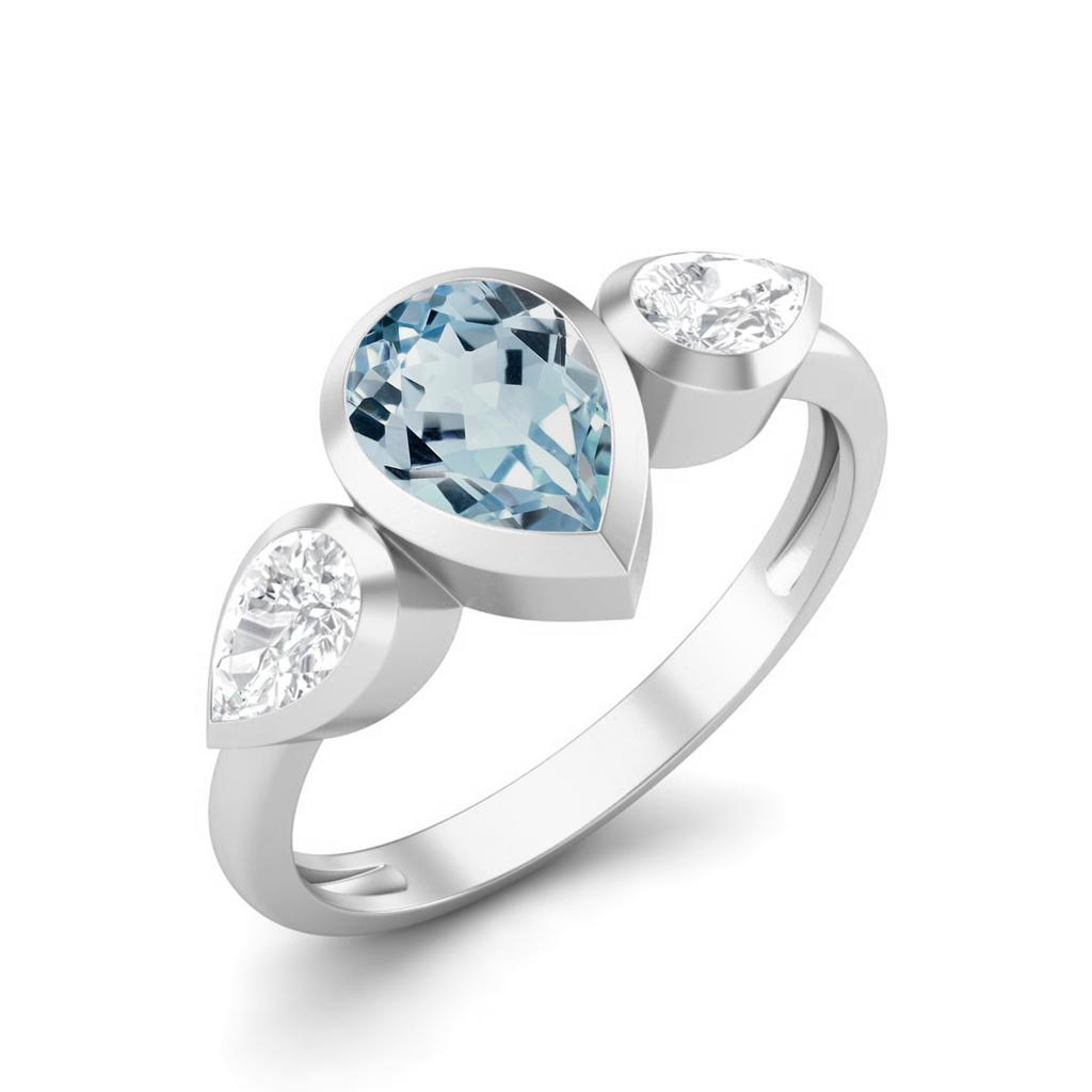 Pear shape  Blue topaz Gemstone 925 Sterling Silver Ring