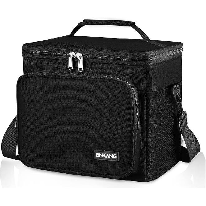 Insulated Lunch Bag Reusable Lunch Box for Men/Women, Lunch Cooler Bag Leakproof Lunch Box with Adjustable Shoulder Strap (Black)