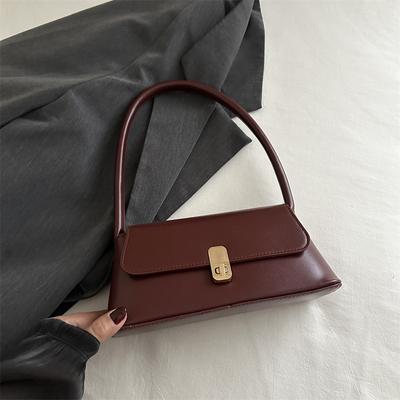 Retro Tote Solid Color Shoulder Women's Small Square Metal Bag Portable Simple Fashion Coin Purse Bags