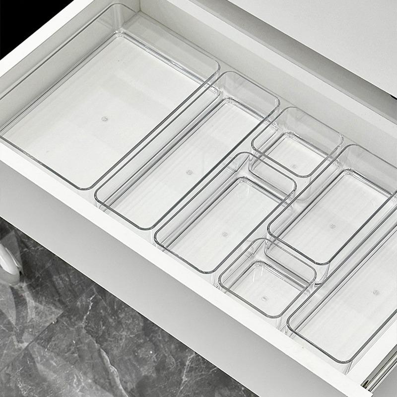 Acrylic Transparent Desk Drawer Organizer for Stationery and Cosmetics