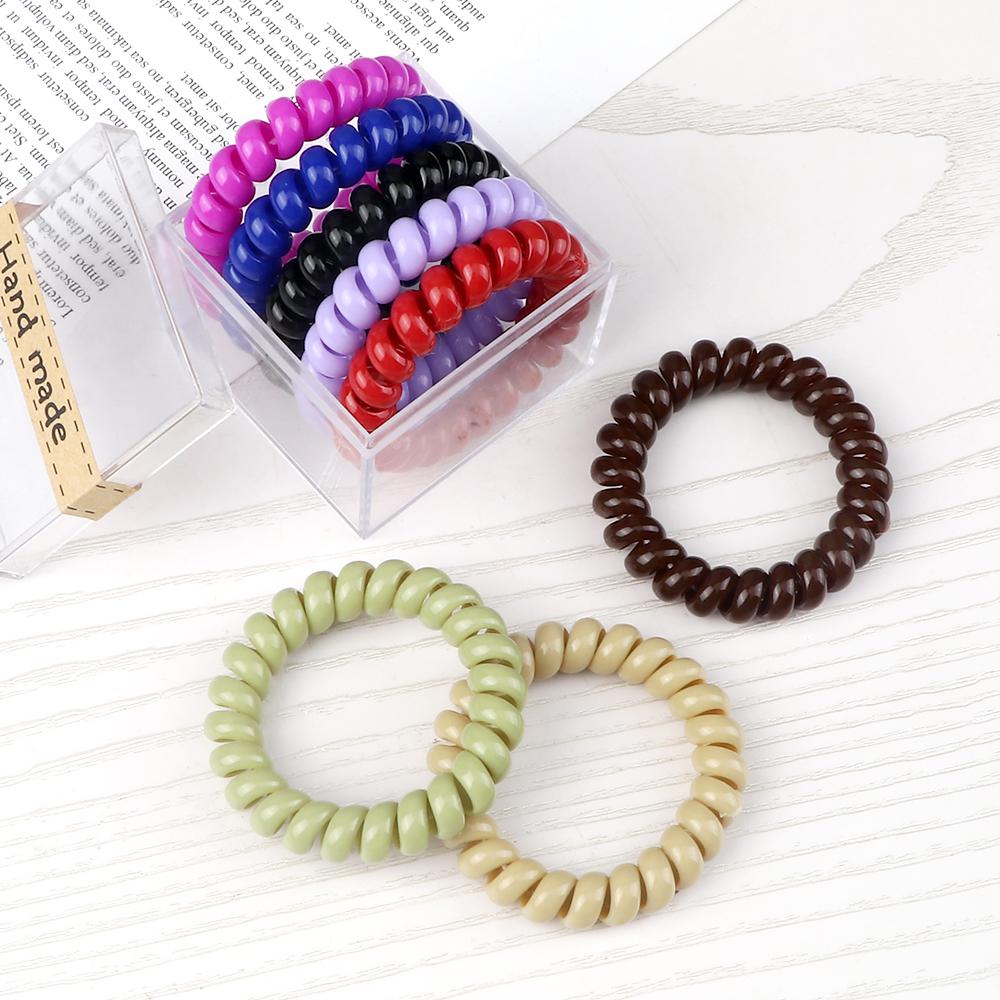 5PCS/Set Solid Color Telephone Wire Elastic Hair Bands Women Girls Cord Rubber Band Stretch Hair Accessories Headband Gum Holder