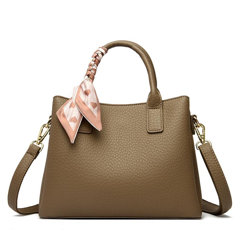 New Fashionable Lychee Pattern Large-capacity Portable Women's Bag Shoulder Bag Fashionable Simple Messenger Bag