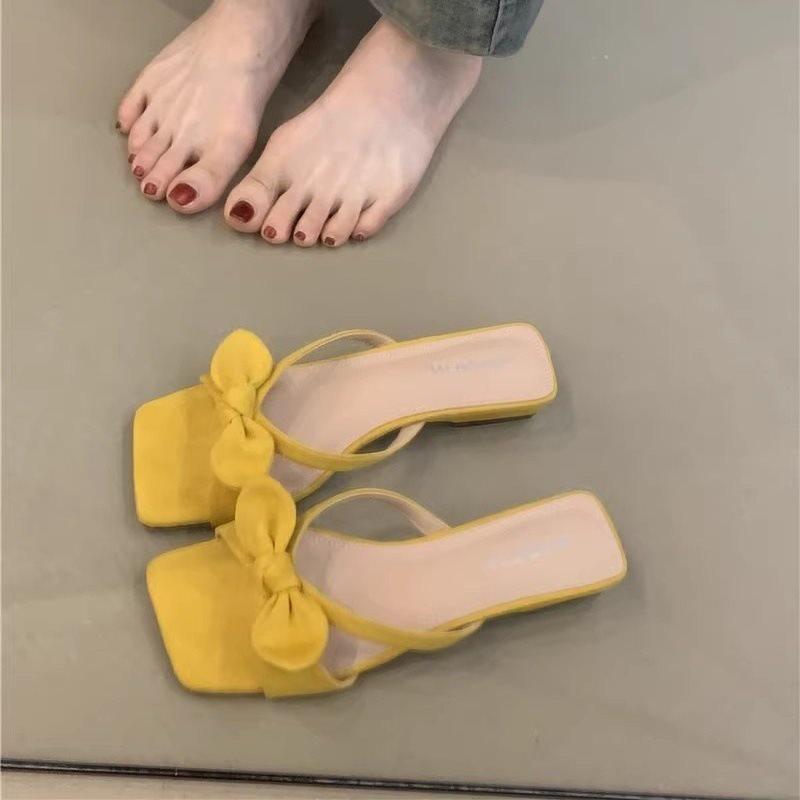 2025 Summer New Style Fashionable Comfortable Women Slippers Elegant Slipper Bow Shoes Women Casual Open Toe Flat Heel Slippers