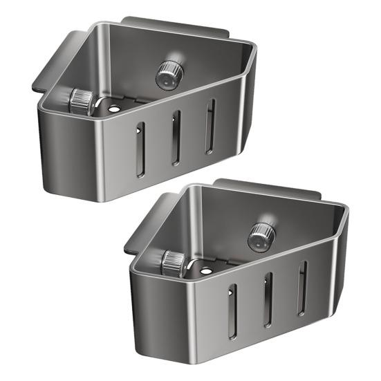 Sink Filter Rack with Suction Cups for Kitchen Sink Excellent Drainage Rustproof Carbon Steel Sponge Holder Multi-Functional Storage Rack for Soap