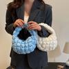 Quilted Cloud Pouch Women'S Handbag, Soft Fluffy Casual Shoulder Bag, Lightweight Down- Stitched Tote for Women, Zip Closure, Tote Bag