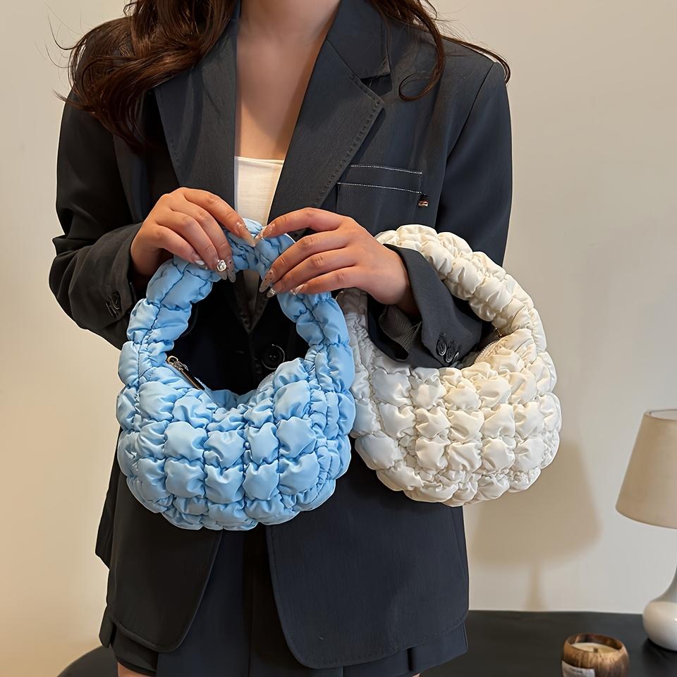 Natawa Women's Quilted Cloud Pouch Handbag, Soft Fluffy Casual Shoulder Bag, Lightweight Down- Stitched Tote For Zip Closure, Tote Bag
