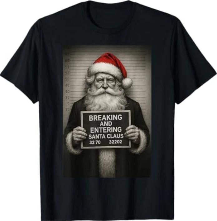 Funny Santa Christmas – Santa Claus Mugshot T-Shirt M