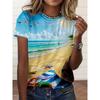 Summer Fashionable Personalized Pattern Cherry 3D T-shirt Soft Comfortable Vintage Loose Creative Women's Round Neck Short Sleeved T-shirt