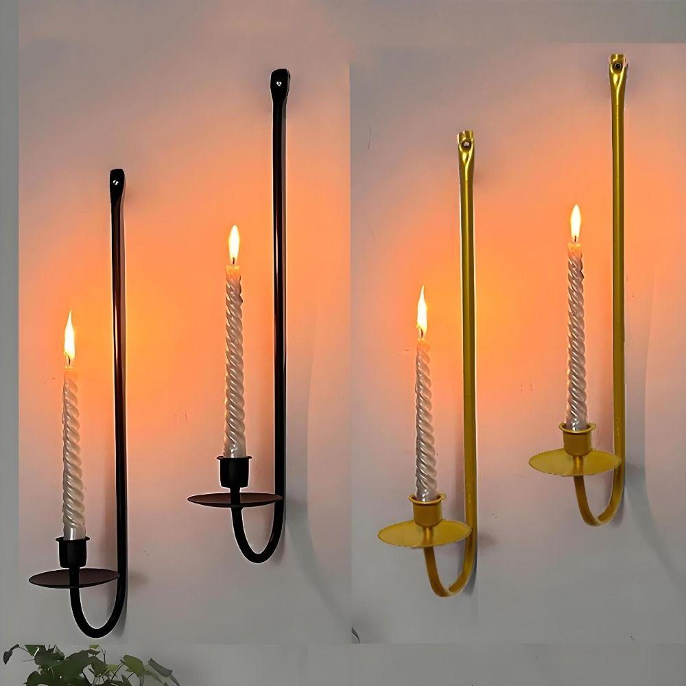 Wall Mount Candlestick Holder Metal Candlelight Dinner Props Candle Stand  Dining Table Decoration