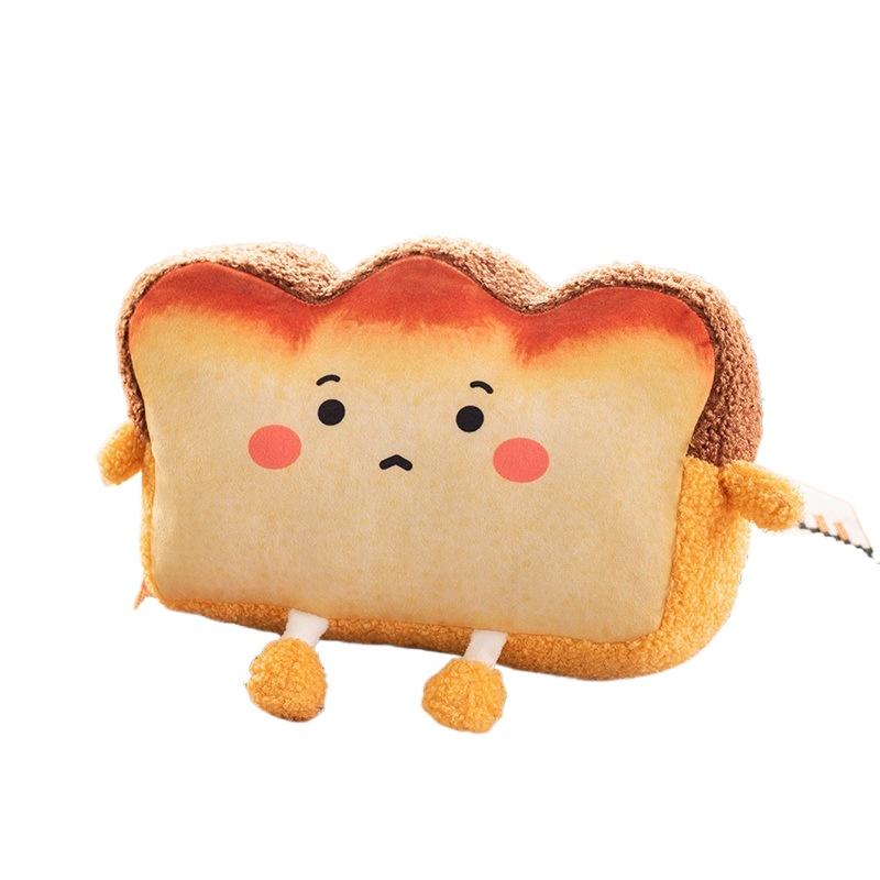 Plush Toast Bread Pillow Kawaii Food Toast Soft Doll Winter Hand Warmer Home Decoration Cushion Kids Toys Birthday Gift