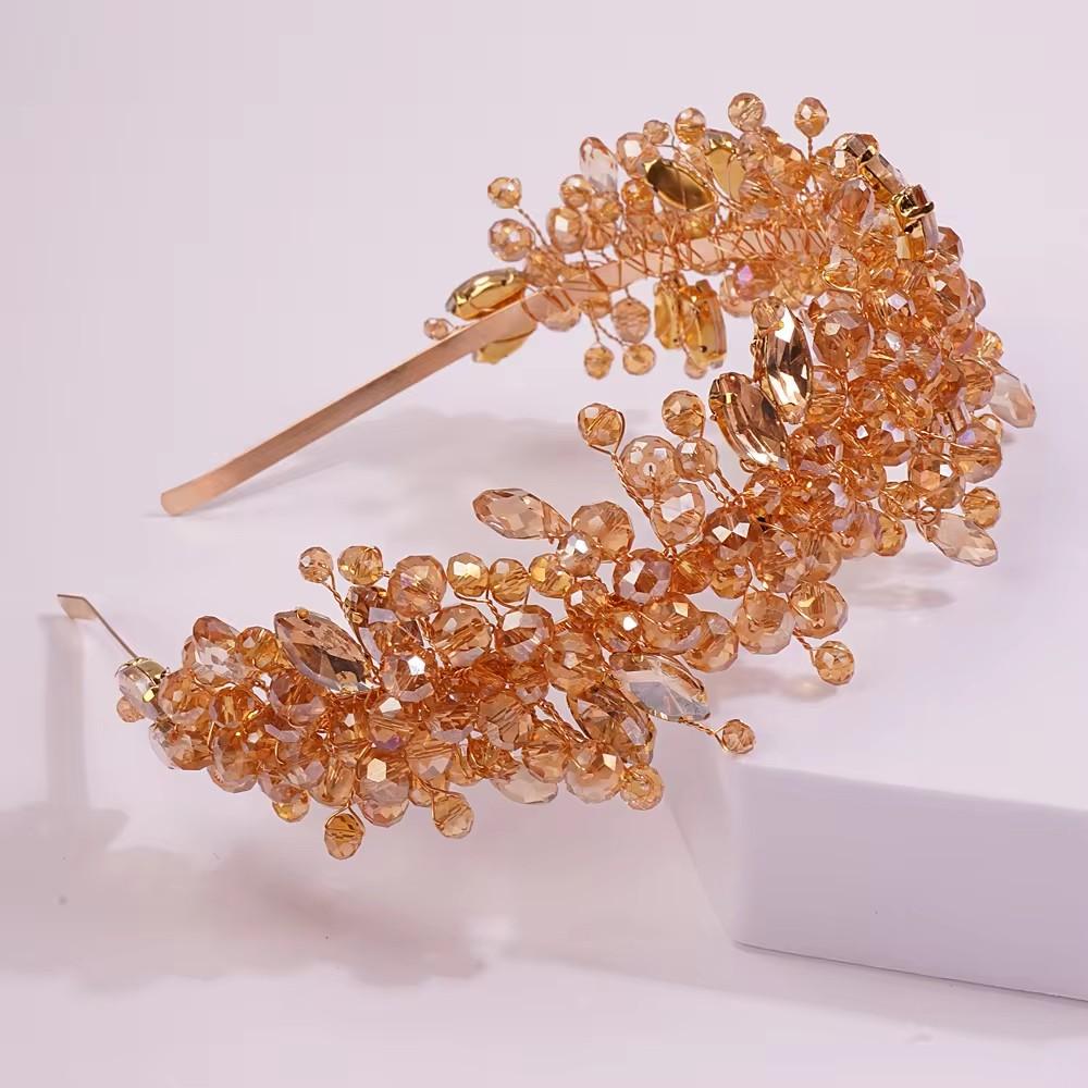 

5 Colors Handmade Wedding Bride Luxury Red Blue Rhinestones Tiaras and Crowns Bridal Headband Costume Hair Accessories for Women