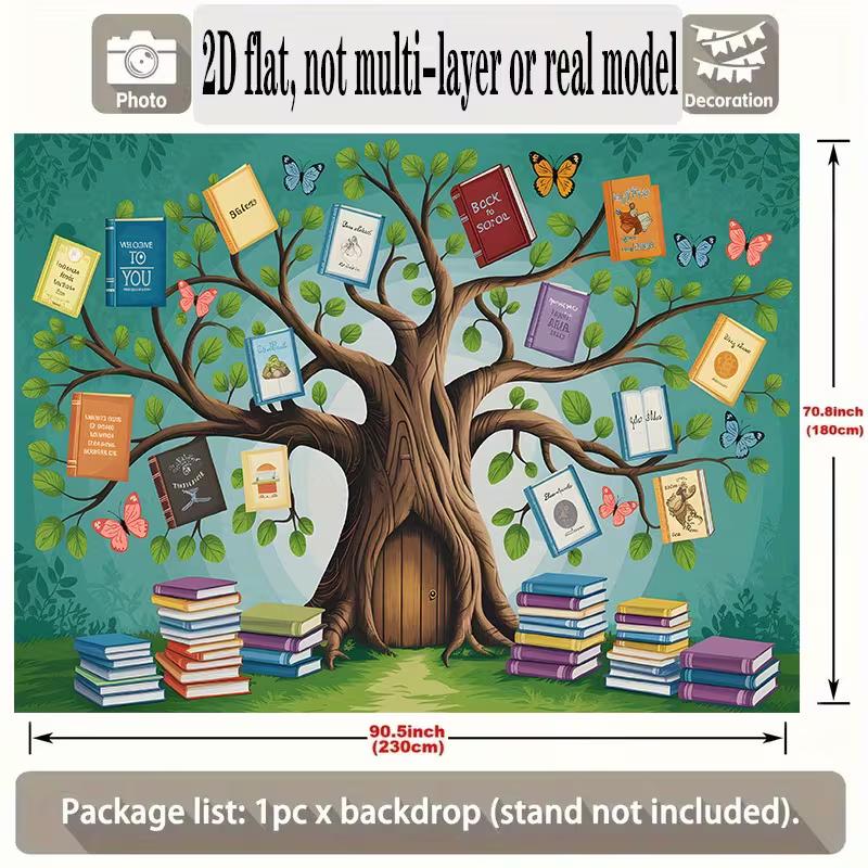 Book Tree Photo Booth Backdrop, School Reading Week & Library Party Decor
