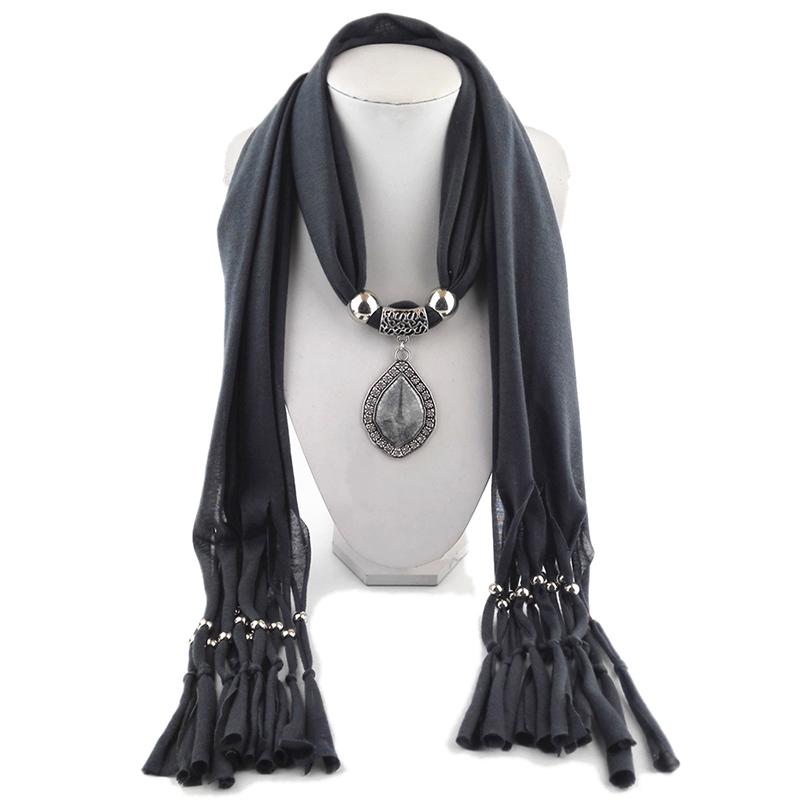 Jewelry Scarf Metal Diamond Jade Pendant Women Shawl Scarf