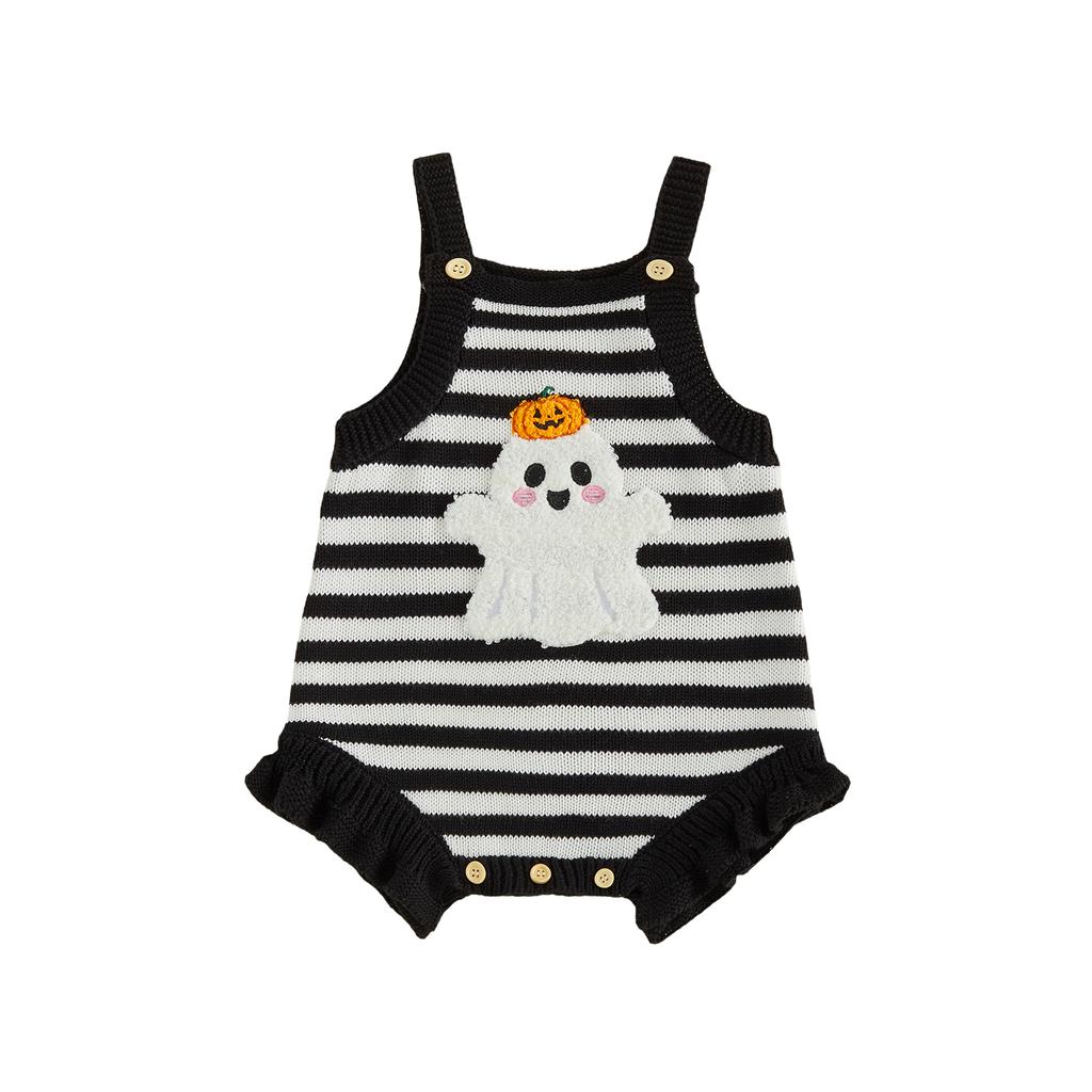 Citgeett Autumn Halloween Infant Baby Girl Bodysuit Sleeveless Embroidery Knit Overalls Casual Clothes