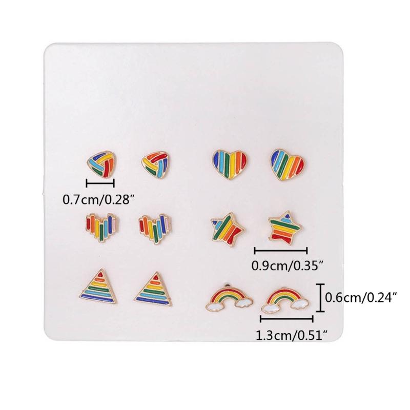 Set aus 12 Regenbogen Ohrsteckern Ohrringen Zarten Mode Ohrschmuck Ohrsteckern Legierungsmaterial für Party Alltag