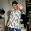 Women's Casual Fashion Sexy Comfortable V-Neck Button Floral Three-quarter Sleeve Top