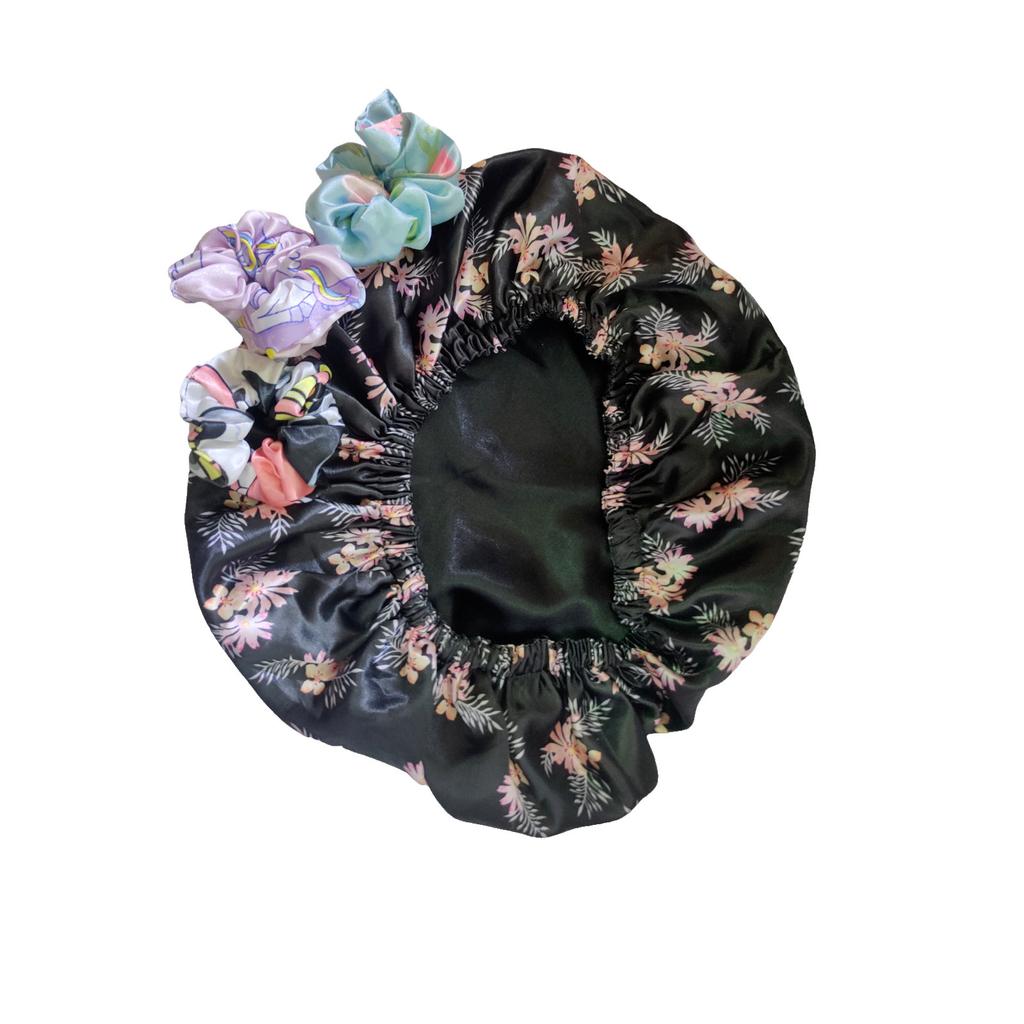 @ Satin Hair Sleeping Cap With 3 Hair Band  For Women D360 UKR922_60%OFF