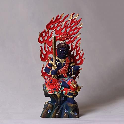 

Fudo Myoo (Acala) Buddhist Statue, Wooden Carving, Guardian Deity, Wooden Buddha Statue, Protection Against Evil and Misfortune (Fudo Myoo Statue - Vi