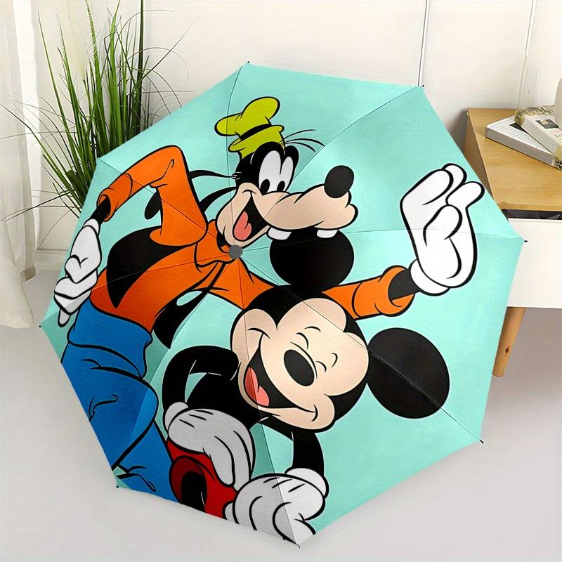 

Mickey Mouse, Goofy Automatic Opening and Closing Umbrella - 8 Ribs Portable Folding Umbrella with Plastic Handle, Suitable for Leisure and