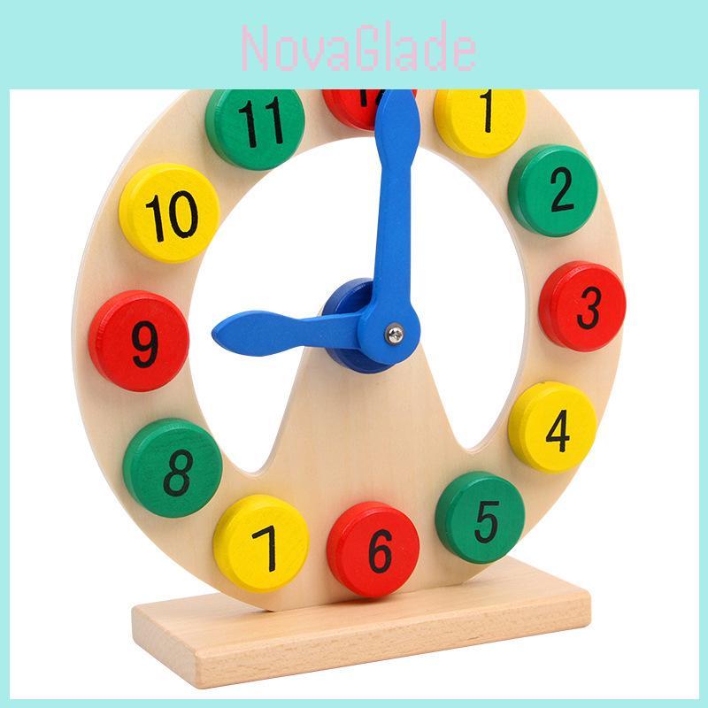 Hölzerne pädagogische Geometrie-Form-Uhr mit manuellen Ziffern für Kinder zum Lernen und zur kognitiven Entwicklung