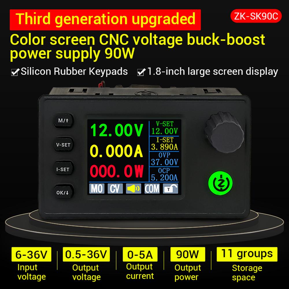 

SK90C 90W Color Screen CNC Adjustable Voltage Regulation Power Supply Constant Voltage Constant Current Charging Module