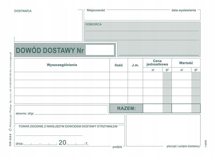 DOWÓD DOSTAWY A6 315-5