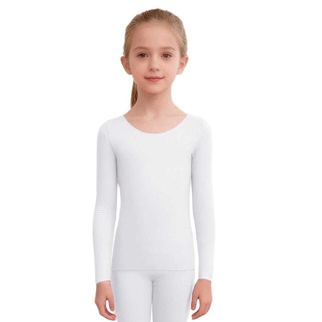 Naadloze Thermische Dans Top voor Kinderen Meisjes: Ronde hals lange mouwen opwarmtrui voor ballet, gymnastiektraining en de winter