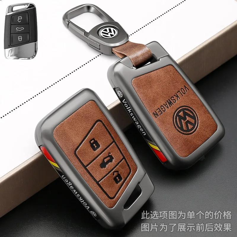 2025 Hot Tracking Styling Leather Alloy Car Remote Key Case Cover Keychain For VW Volkswagen Passat B8 CC Arteon Magotan GTE Acc