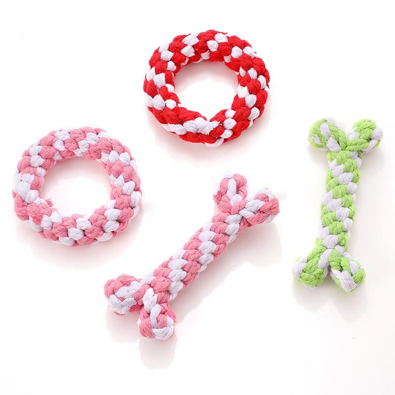 Cotton Rope Dog Toy - Braided Animal Shape Chew Small Medium Dogs