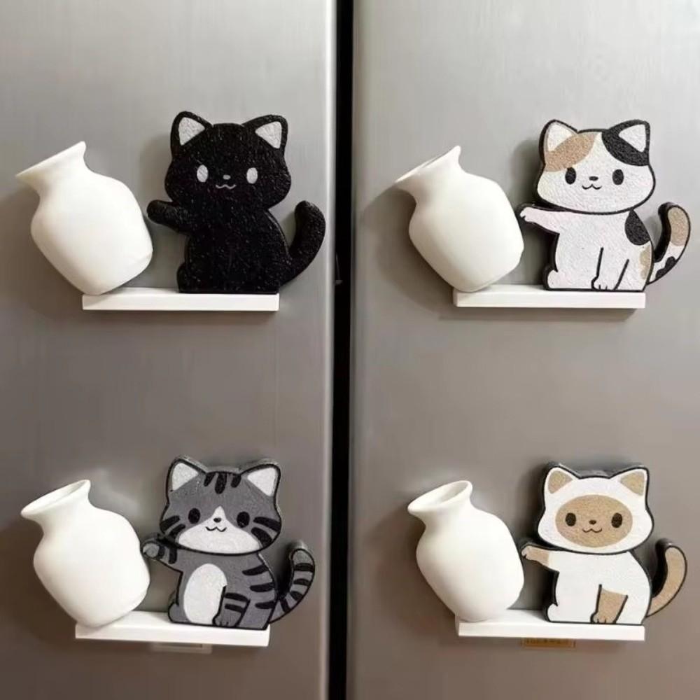 Magnetic Cat Whiskers Collection Ornaments Cartoon Cat Refrigerator Sticker  for Home Decoration