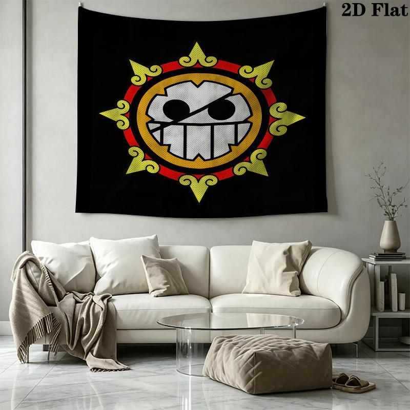 One Piece Logo Wall Tapestry Aesthetic Wall Hanging Printed Fabric Blanket Decorative Tapestries For Bedroom Living Room Home Decor