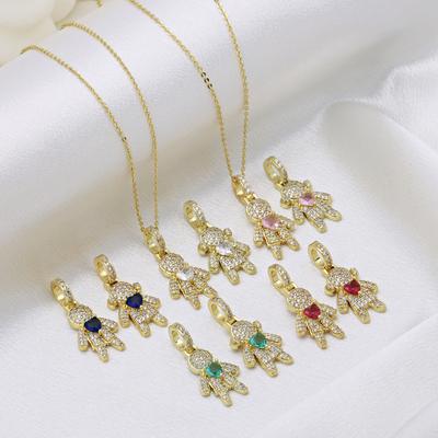 Boy Girl Love Peach Heart Copper Gold Plated Colorful Zircon Pendant Necklace Female Premium Sense Clavicle Chain