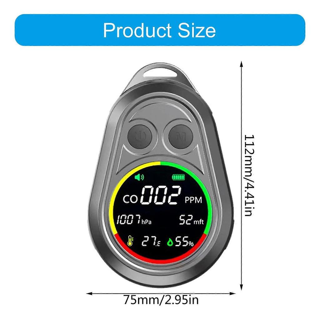 Portable Carbon Monoxide Detectors Meter with Loud Alarm for Outdoor Travel Multifunction Rechargeable CO Meter Monitors