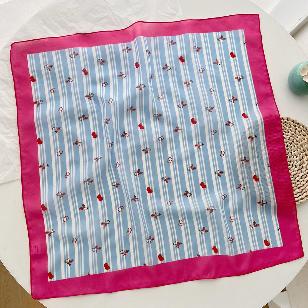 Girls pink cotton and linen small square scarf women's 1116 summer new sweet versatile neck scarf small scarf tied hair