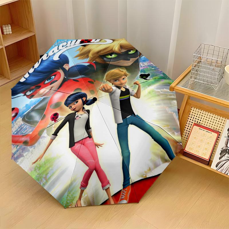 Miraculous Ladybug Print 8?Ribben Automatische Paraplu Windbestendig Lichtgewicht Opvouwbare Paraplu Voor Buitenreizen